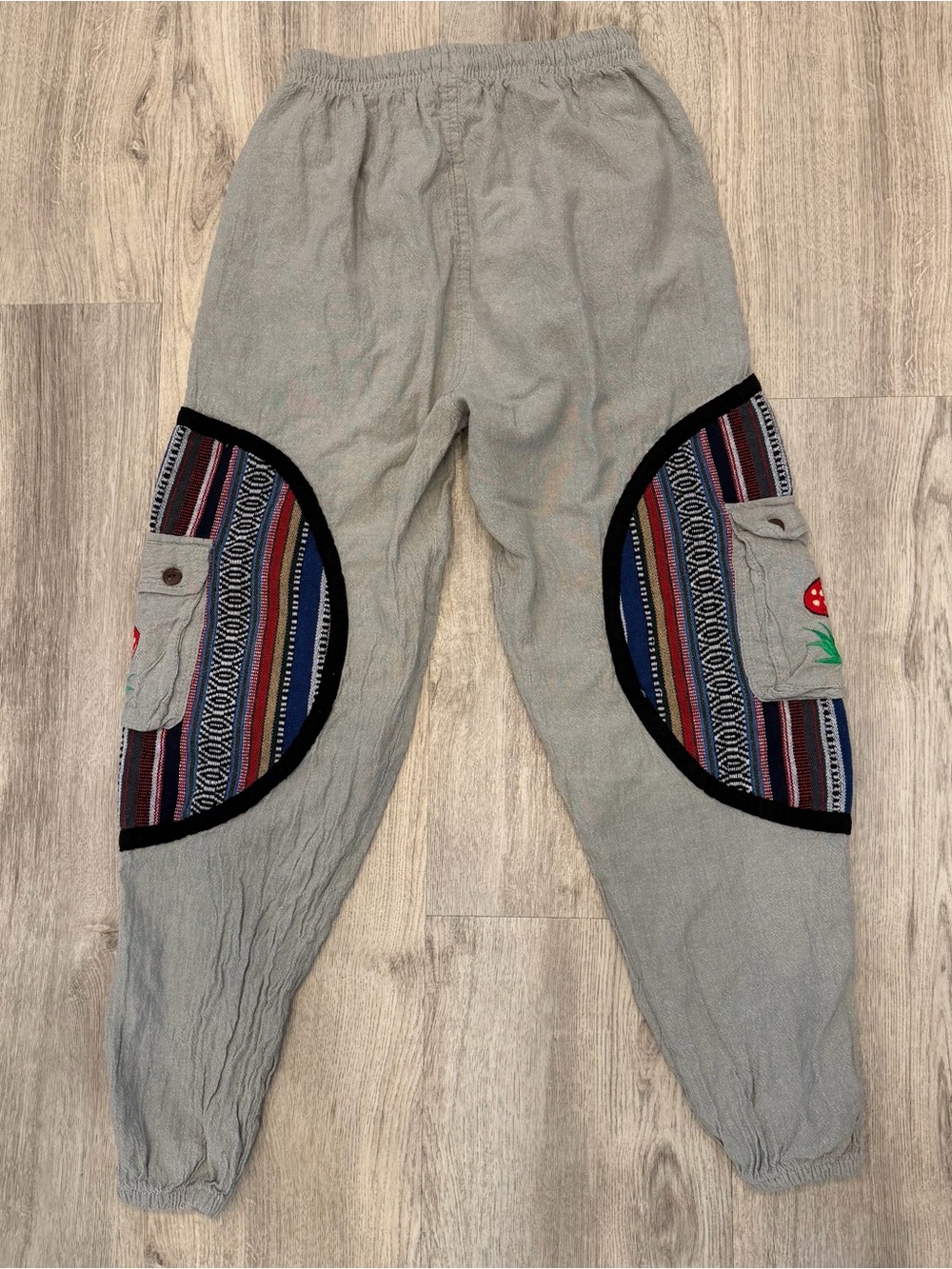 Boho Patchwork Mushroom Harem Pants 100% Cotton S/M Festival - Picture 2 of 2